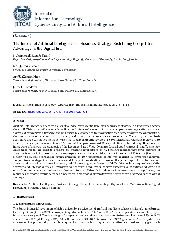 (PDF) The Impact of Artificial Intelligence on Business Strategy ...