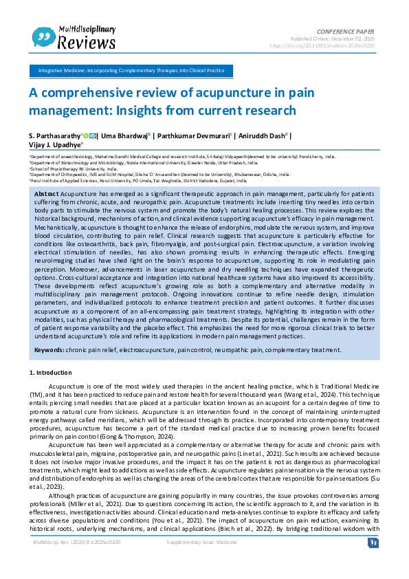 (PDF) A comprehensive review of acupuncture in pain management ...