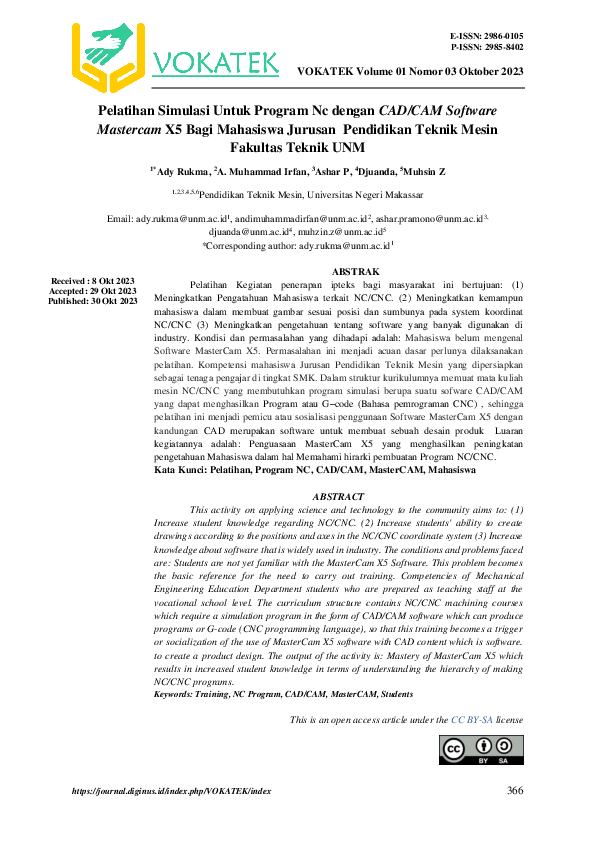 (PDF) Pelatihan Simulasi Untuk Program Nc dengan CAD/CAM Software ...