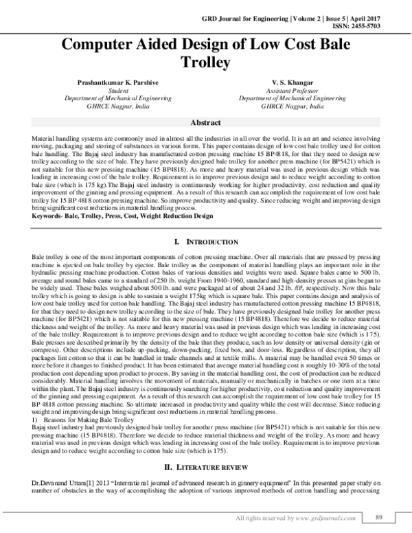 (PDF) Computer Aided Design of Low Cost Bale Trolley