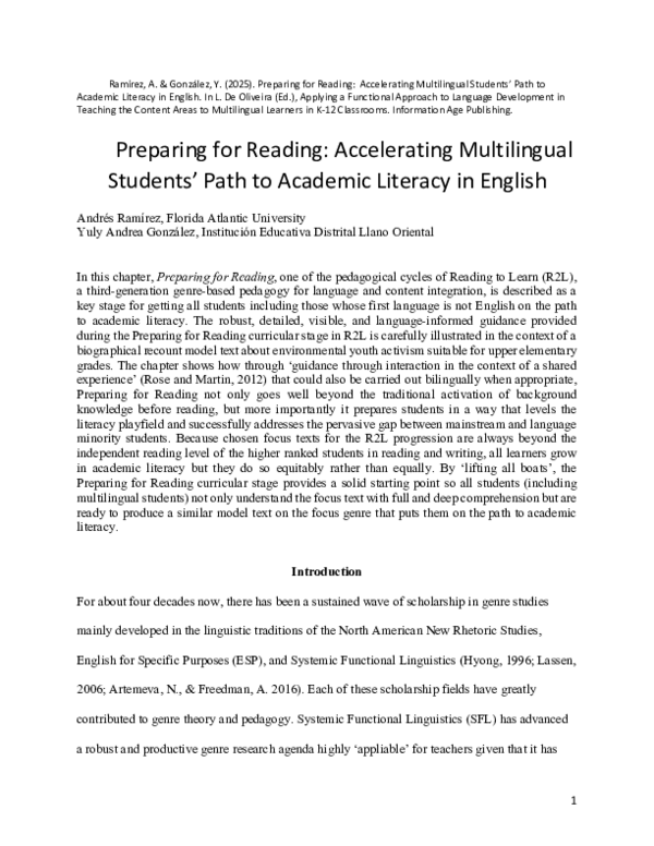 (PDF) Preparing for Reading: Accelerating Multilingual Students' Path ...