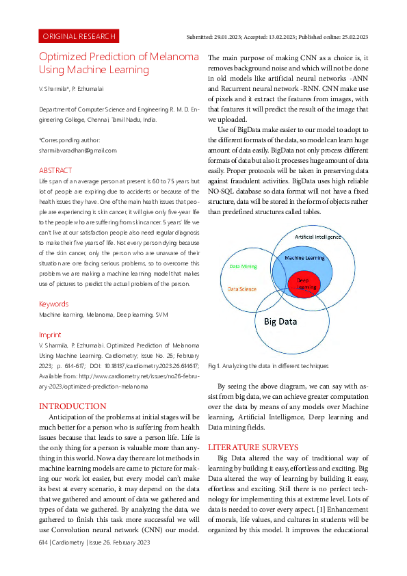(PDF) Optimized Prediction of Melanoma Using Machine Learning