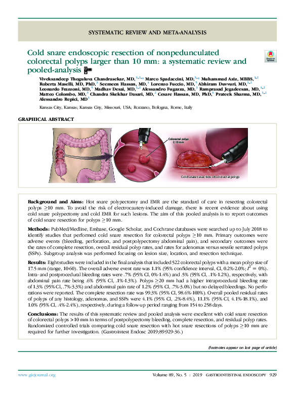(PDF) Cold snare endoscopic resection of nonpedunculated colorectal ...