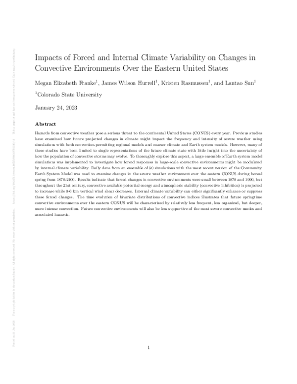 (PDF) Impacts of Forced and Internal Climate Variability on Changes in ...