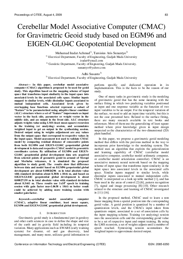 (PDF) Cerebellar Model Associative Computer (CMAC) for Gravimetric ...