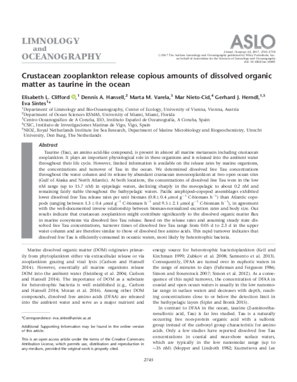 (PDF) Crustacean zooplankton release copious amounts of dissolved ...