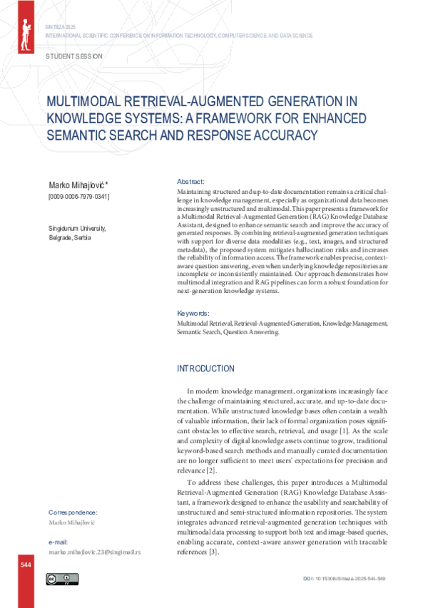 (PDF) MULTIMODAL RETRIEVAL-AUGMENTED GENERATION IN KNOWLEDGE SYSTEMS: A ...