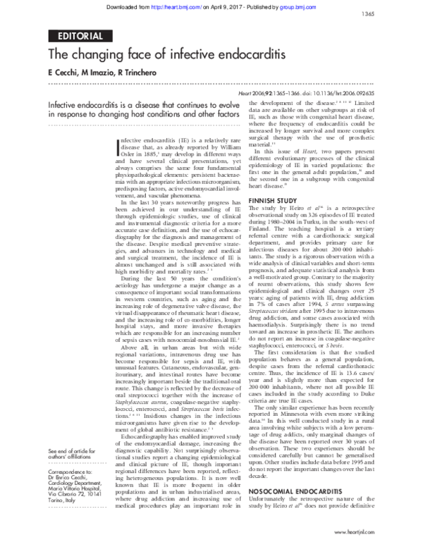 (PDF) Changing face of infective endocarditis