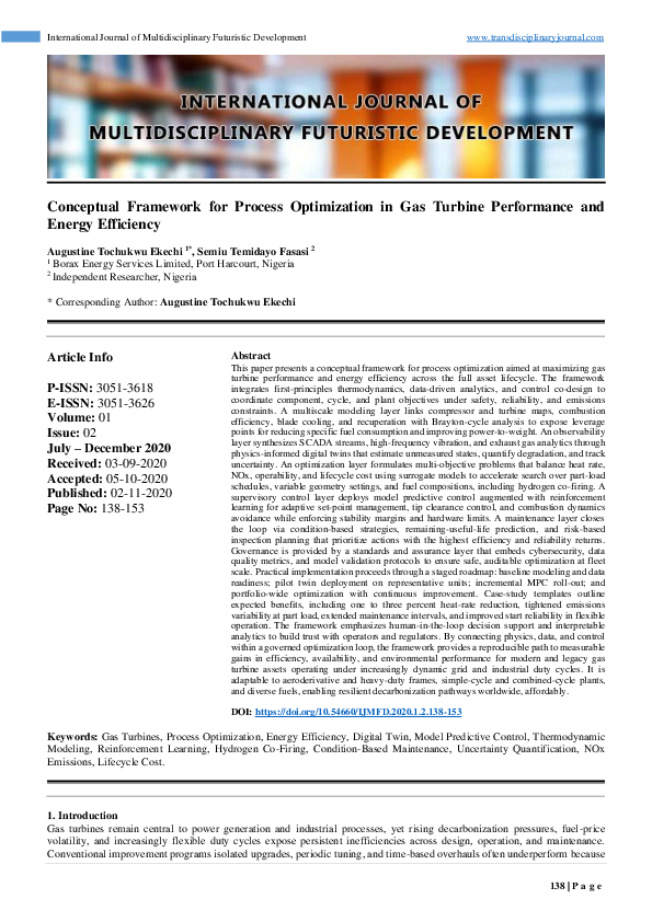 (PDF) Conceptual Framework for Process Optimization in Gas Turbine ...