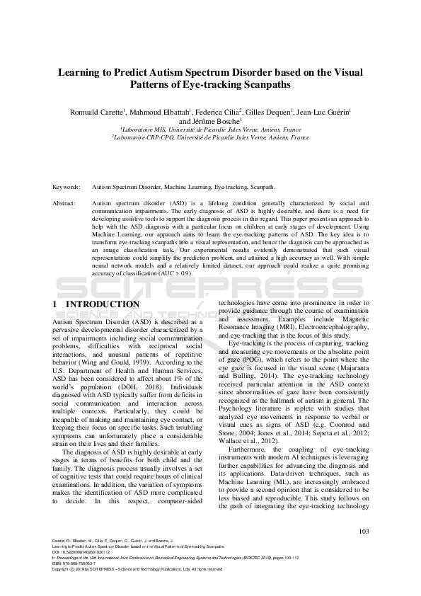 (PDF) Learning to Predict Autism Spectrum Disorder based on the Visual ...