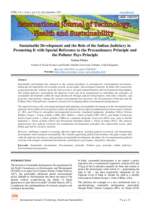 (PDF) Sustainable Development and the Role of the Indian Judiciary in ...