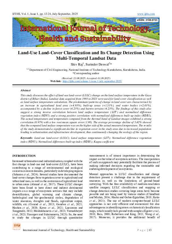 (PDF) Land-Use Land-Cover Classification and Its Change Detection Using ...