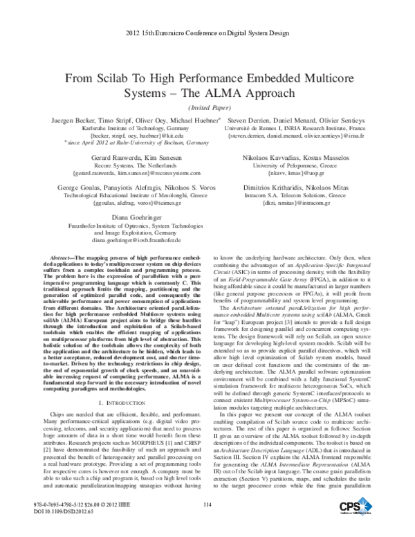 (PDF) From Scilab to high performance embedded multicore systems - The ...
