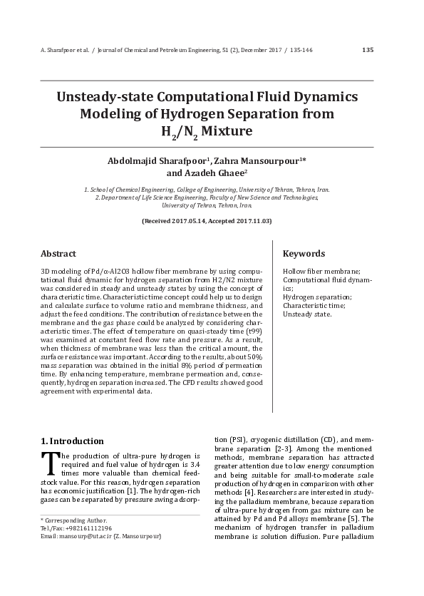 (PDF) Unsteady-state Computational Fluid Dynamics Modeling of Hydrogen ...