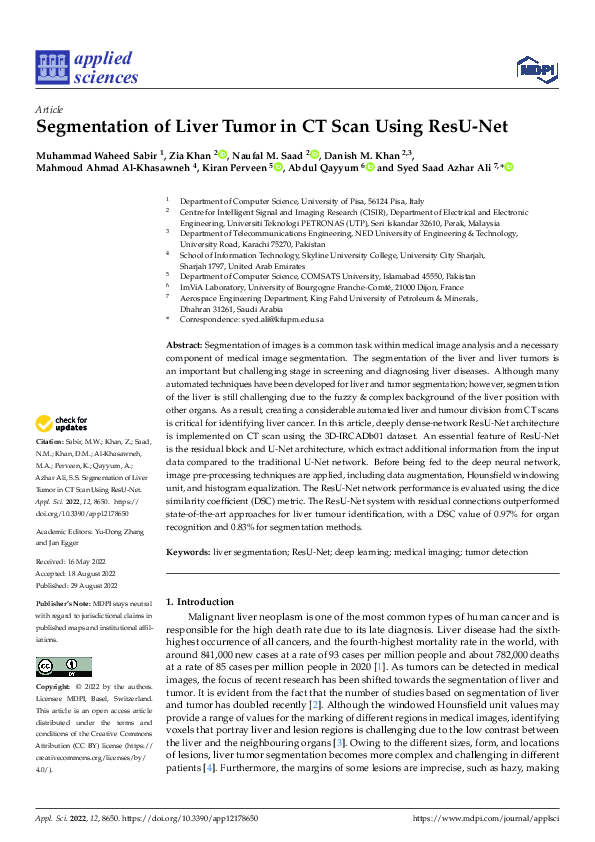 (PDF) Segmentation of Liver Tumor in CT Scan Using ResU-Net
