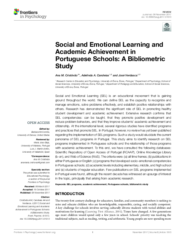 (PDF) Social and Emotional Learning and Academic Achievement in ...