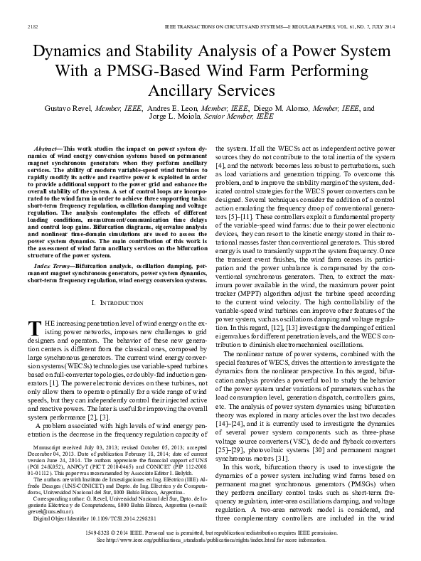 (PDF) Dynamics and Stability Analysis of a Power System With a PMSG ...