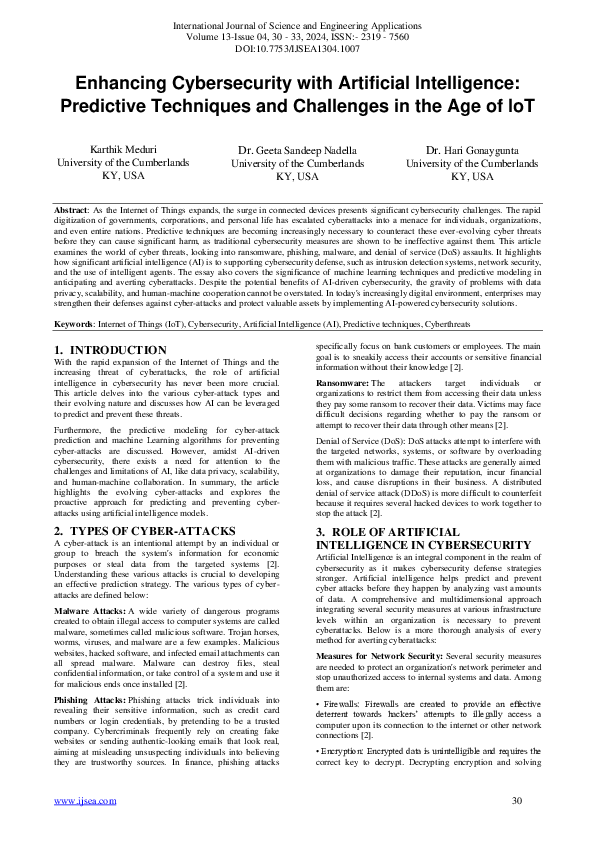 (PDF) Enhancing Cybersecurity with Artificial Intelligence: Predictive ...