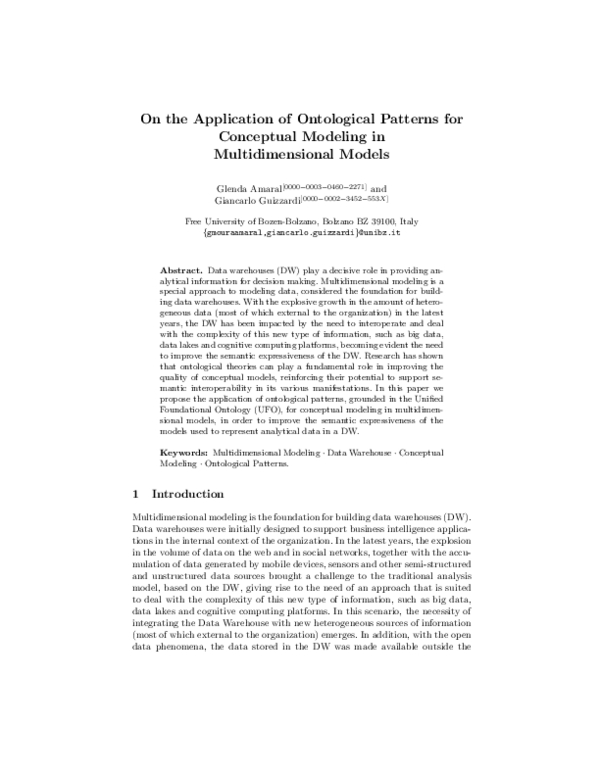 (PDF) On the Application of Ontological Patterns for Conceptual ...