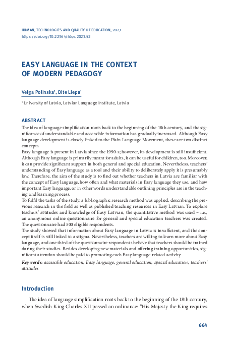 (PDF) Easy Language in the Context of Modern Pedagogy