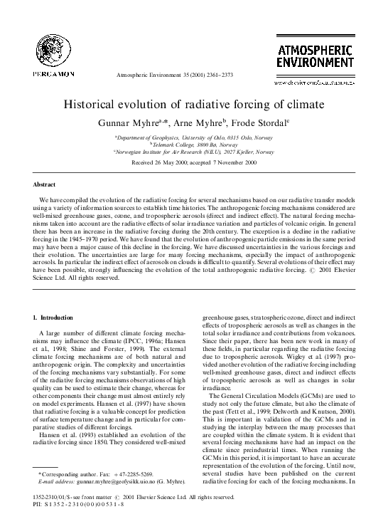(PDF) Historical evolution of radiative forcing of climate