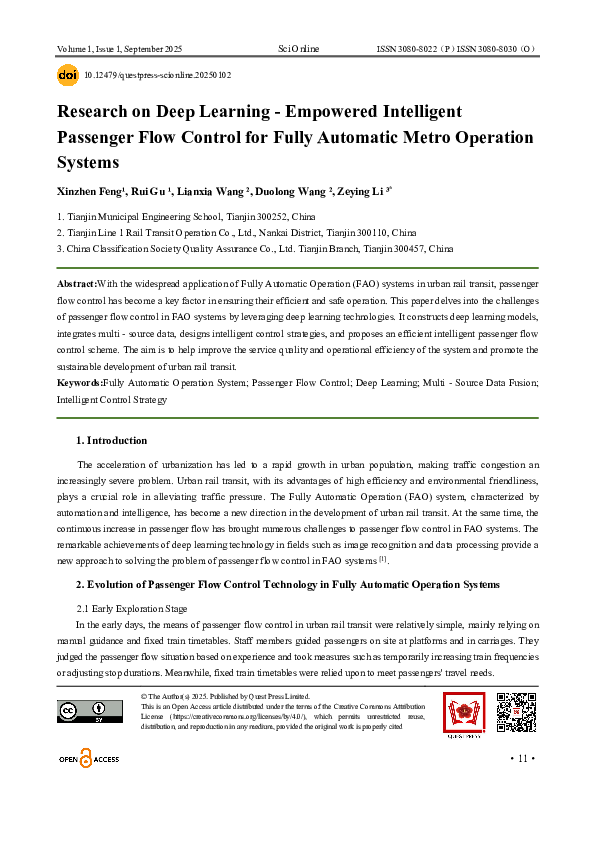 (PDF) Research on Deep Learning -Empowered Intelligent Passenger Flow ...