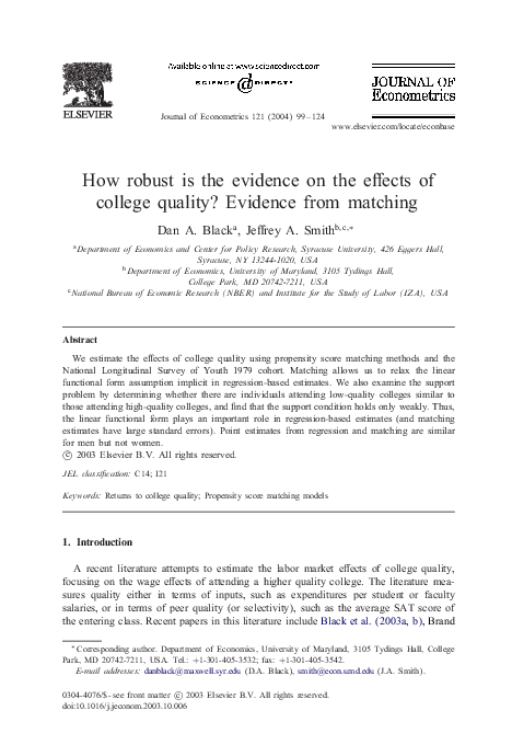 (PDF) How robust is the evidence on the effects of college quality ...
