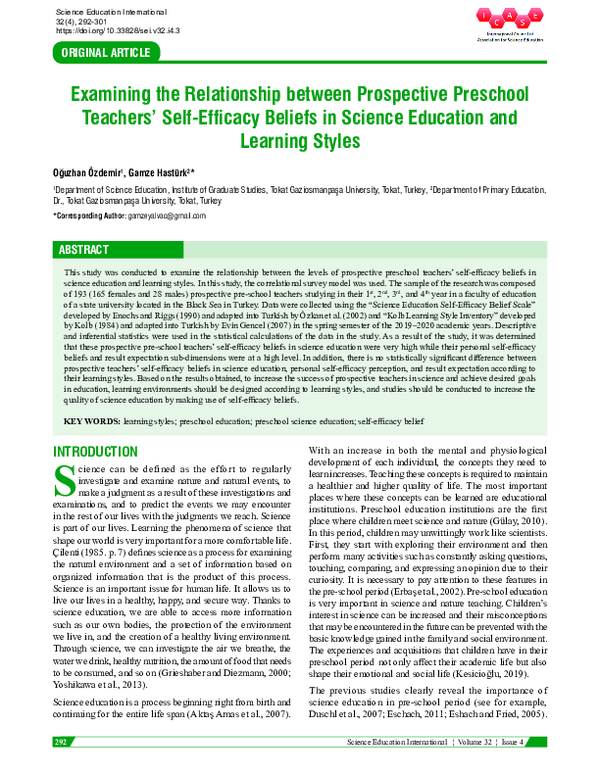 (PDF) Examining the Relationship between Prospective Preschool Teachers ...