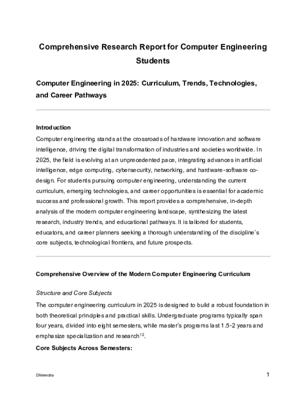 (PDF) Comprehensive Research Report for Computer Engineering Students