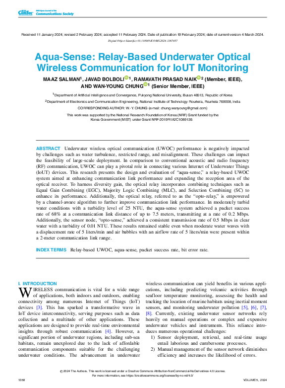 (PDF) Aqua-Sense: Relay-Based Underwater Optical Wireless Communication ...