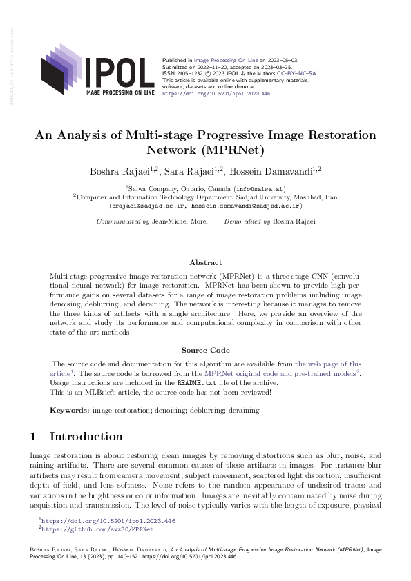(PDF) An Analysis of Multi-stage Progressive Image Restoration Network ...