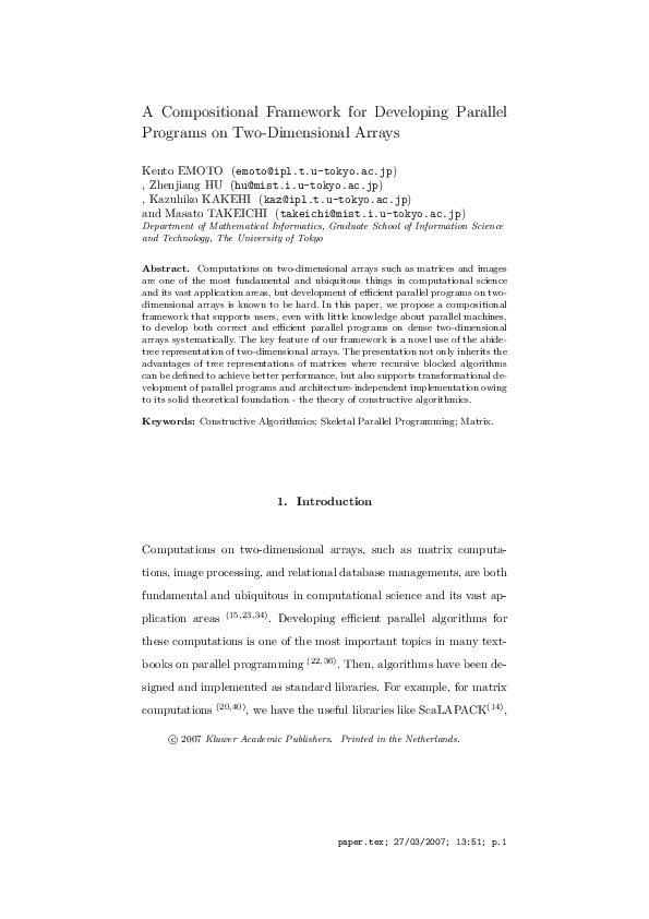 (PDF) A Compositional Framework for Developing Parallel Programs on Two ...