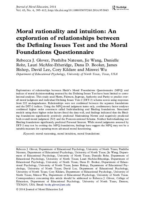 (PDF) Moral rationality and intuition: An exploration of relationships ...