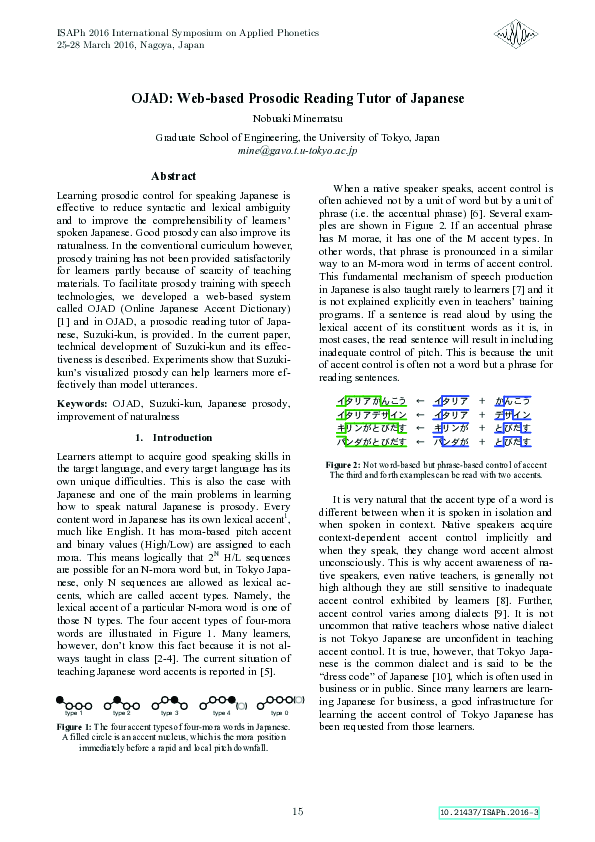 (PDF) OJAD: Web-based Prosodic Reading Tutor of Japanese