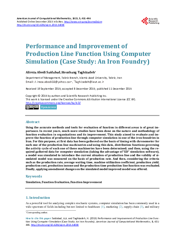 (PDF) Performance and Improvement of Production Line Function Using ...