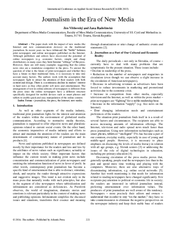 (PDF) Journalism in the Era of New Media