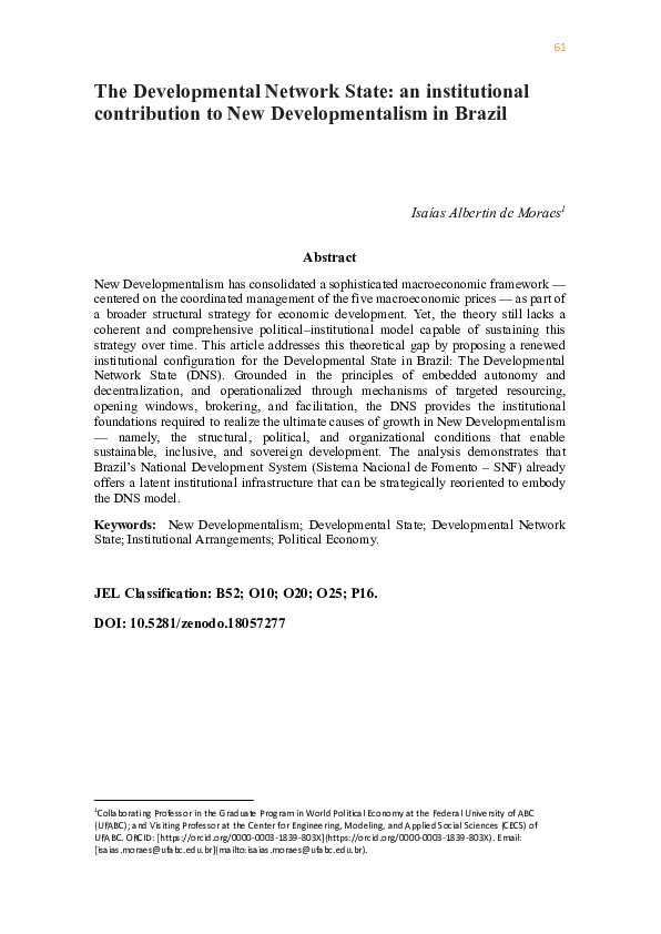 (PDF) The Developmental Network State: an institutional contribution to ...