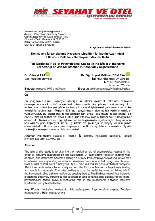 (PDF) The Mediating Role of Psychological Capital in the Effect of ...