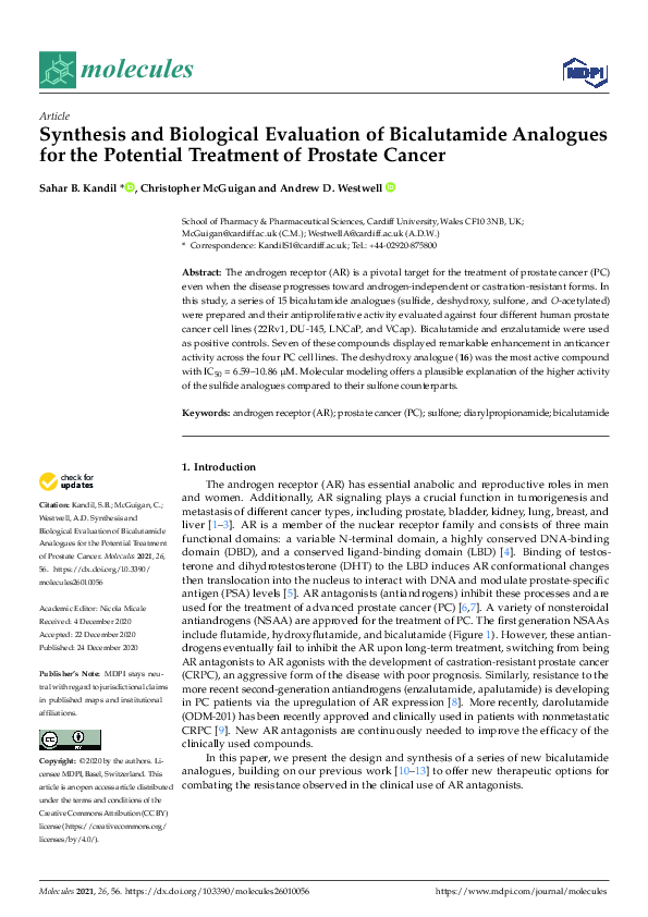 (PDF) Synthesis and Biological Evaluation of Bicalutamide Analogues for ...