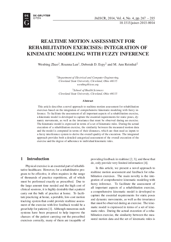 (PDF) Realtime Motion Assessment For Rehabilitation Exercises ...