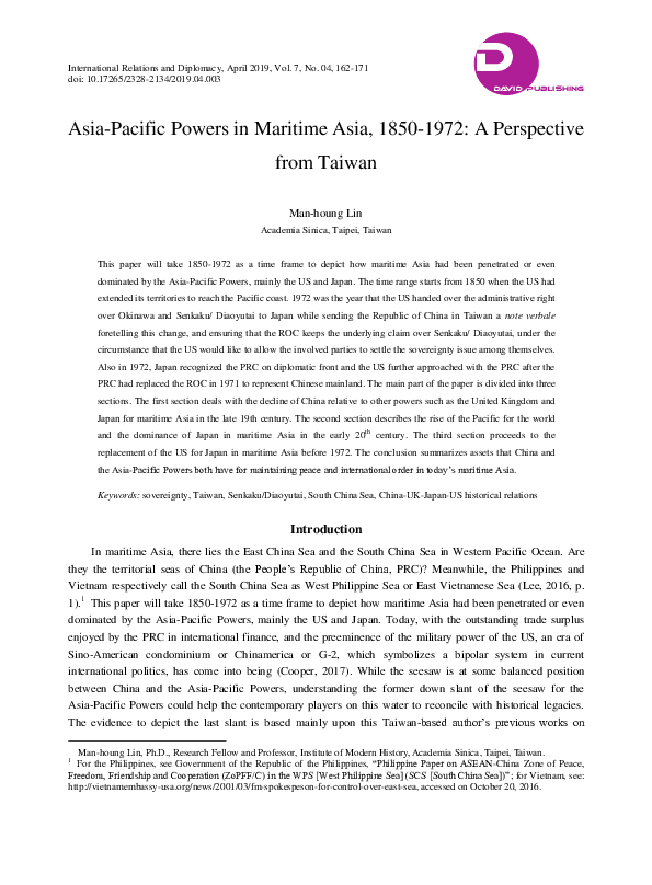 (PDF) Asia-Pacific Powers in Maritime Asia, 1850-1972: A Perspective ...