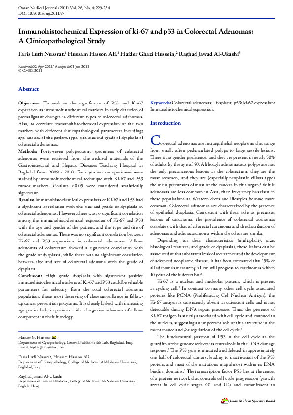 (PDF) Immunohistochemical Expression of ki-67 and p53 in Colorectal ...