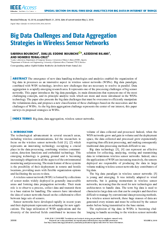 (PDF) Big Data Challenges and Data Aggregation Strategies in Wireless ...