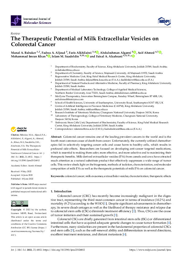 (PDF) The Therapeutic Potential of Milk Extracellular Vesicles on ...