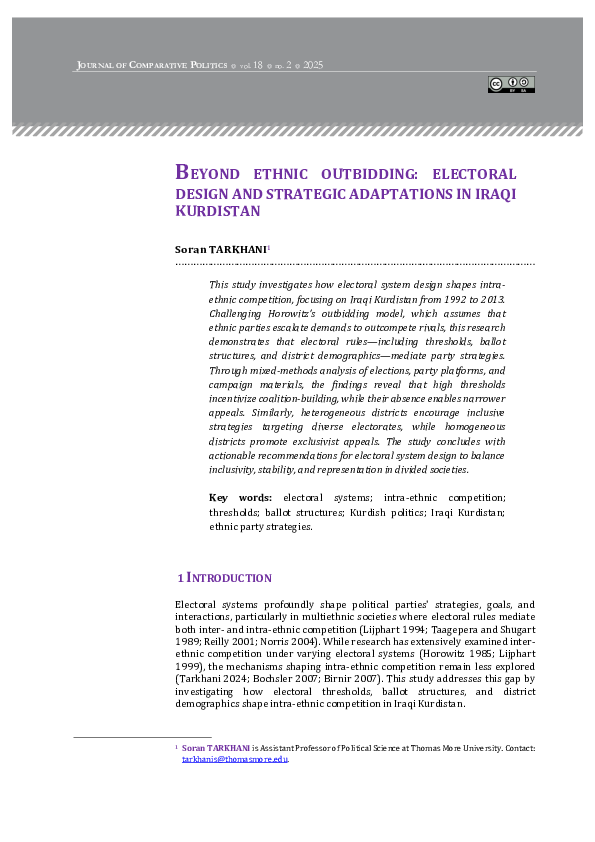 (PDF) BEYOND ETHNIC OUTBIDDING: ELECTORAL DESIGN AND STRATEGIC ...