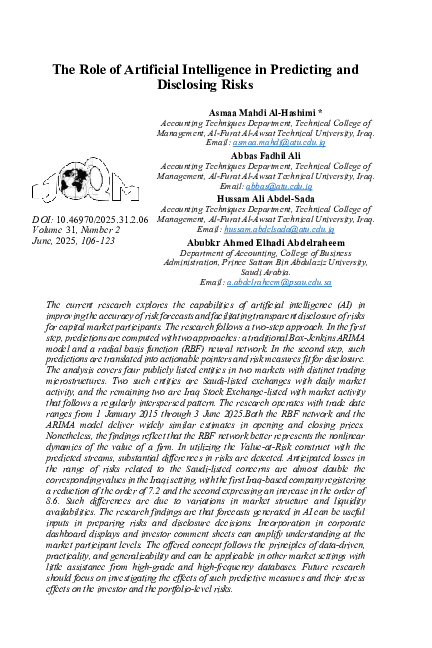 (PDF) The Role of Artificial Intelligence in Predicting and Disclosing ...