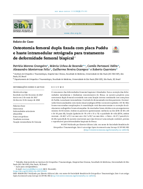 (PDF) Osteotomia femoral dupla fixada com placa Puddu e haste ...