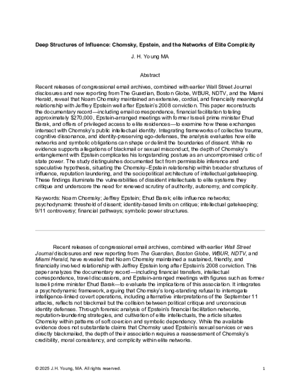 (PDF) Deep Structures of Influence: Chomsky, Epstein, and the Networks ...