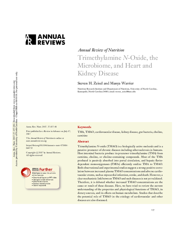 (PDF) Trimethylamine N-Oxide, the Microbiome, and Heart and Kidney Disease