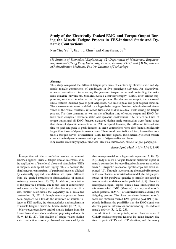 (PDF) Study of the electrically evoked EMG and torque output during the ...
